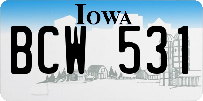 IA license plate BCW531