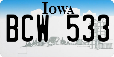 IA license plate BCW533