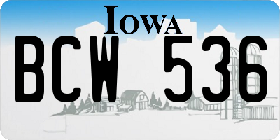 IA license plate BCW536