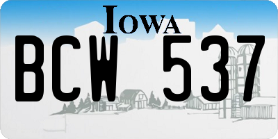 IA license plate BCW537