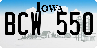 IA license plate BCW550