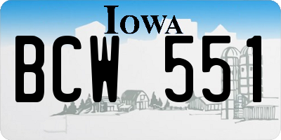 IA license plate BCW551
