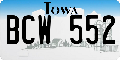 IA license plate BCW552
