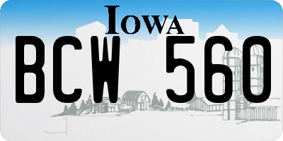 IA license plate BCW560