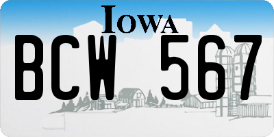IA license plate BCW567