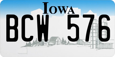 IA license plate BCW576