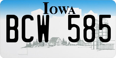 IA license plate BCW585