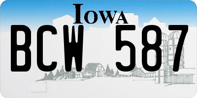 IA license plate BCW587