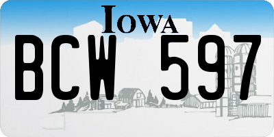 IA license plate BCW597