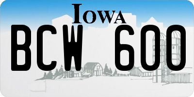 IA license plate BCW600