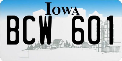 IA license plate BCW601