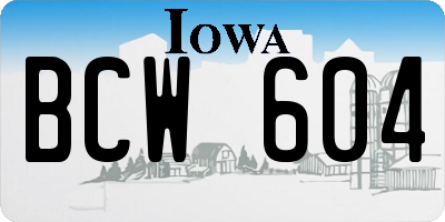 IA license plate BCW604