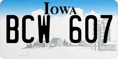 IA license plate BCW607