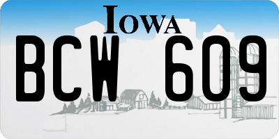 IA license plate BCW609