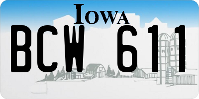 IA license plate BCW611