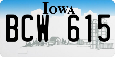 IA license plate BCW615
