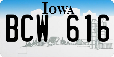 IA license plate BCW616
