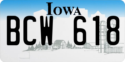 IA license plate BCW618