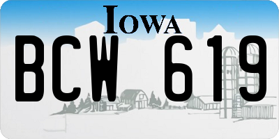 IA license plate BCW619