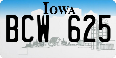 IA license plate BCW625