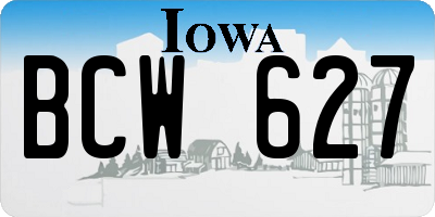 IA license plate BCW627