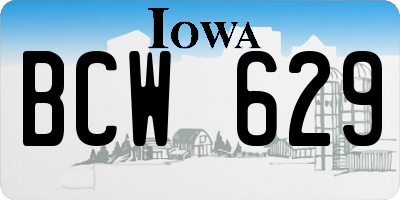 IA license plate BCW629
