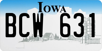 IA license plate BCW631