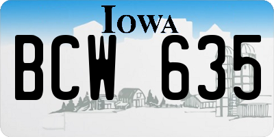 IA license plate BCW635