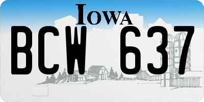 IA license plate BCW637
