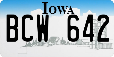 IA license plate BCW642