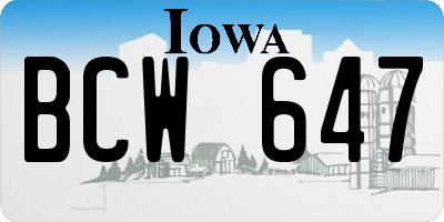 IA license plate BCW647