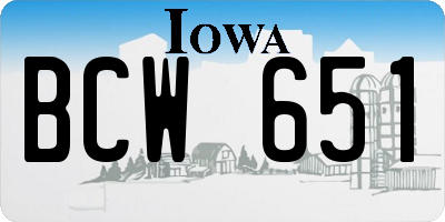 IA license plate BCW651