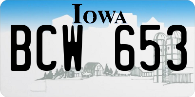 IA license plate BCW653