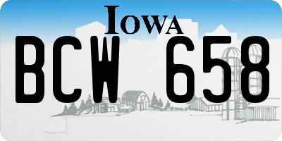 IA license plate BCW658