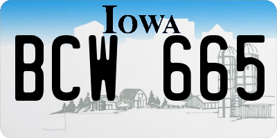 IA license plate BCW665
