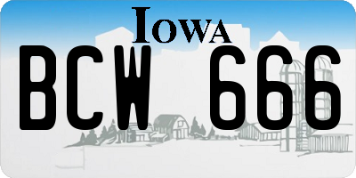 IA license plate BCW666