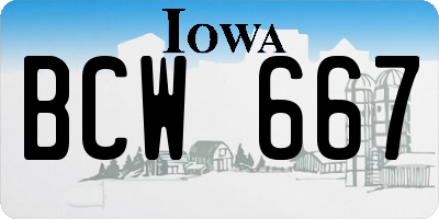 IA license plate BCW667