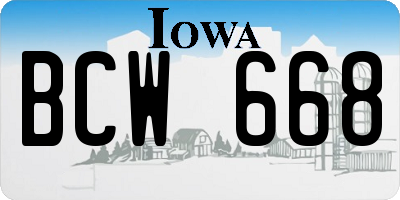 IA license plate BCW668