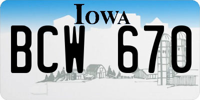 IA license plate BCW670