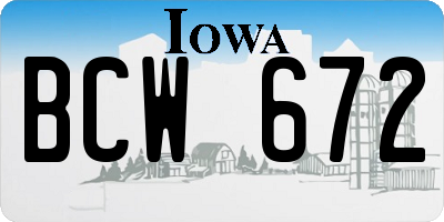 IA license plate BCW672