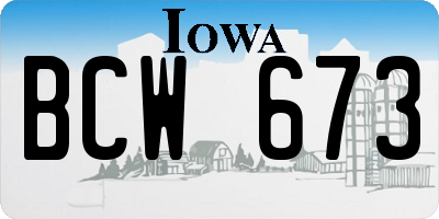 IA license plate BCW673