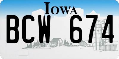 IA license plate BCW674