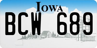 IA license plate BCW689