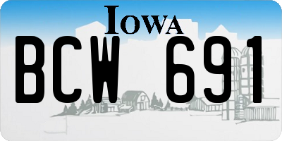 IA license plate BCW691
