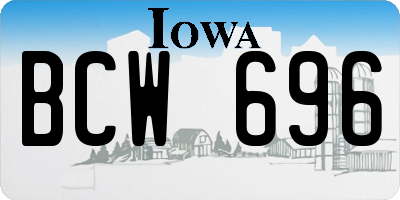 IA license plate BCW696