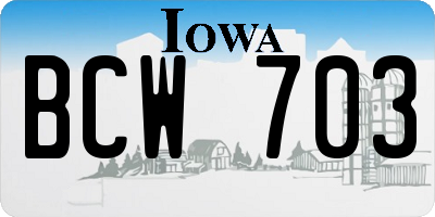 IA license plate BCW703