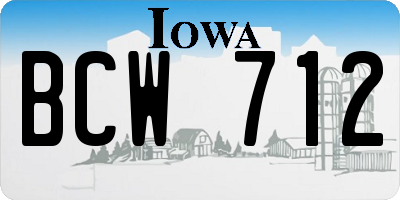 IA license plate BCW712