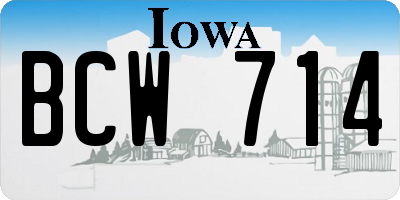IA license plate BCW714