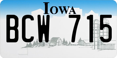 IA license plate BCW715