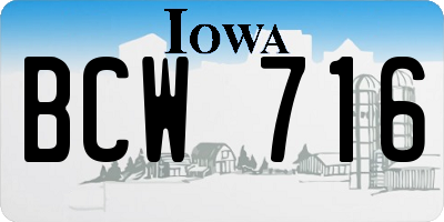 IA license plate BCW716